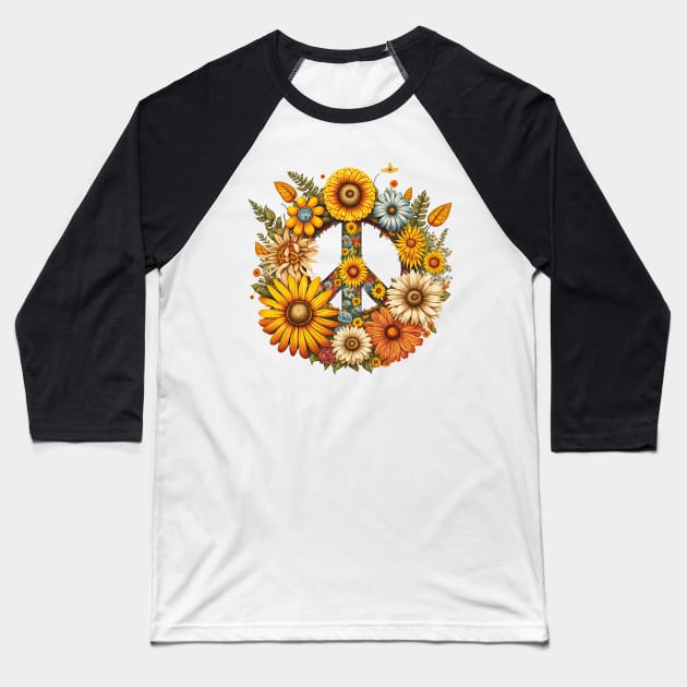 Peace Daisy Baseball T-Shirt by JayD World